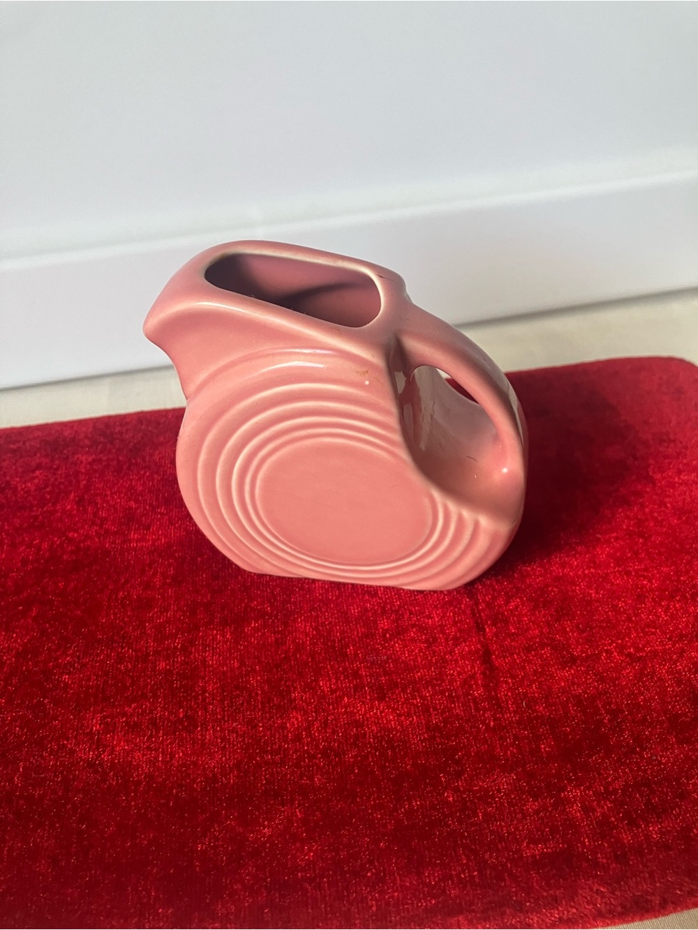 Fiesta Mini Miniature Small Disk Disc Pitcher Creamer Syrup Pink Rose 5 Oz.